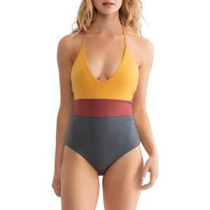 Anthropologie Tavik Apres Color Blocked One Piece Swimsuit Sunflower Bulenge‎ XS